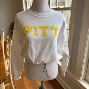PITT Rolling Stones Inspired Crewneck Sweatshirt White Blue Gold Sz M